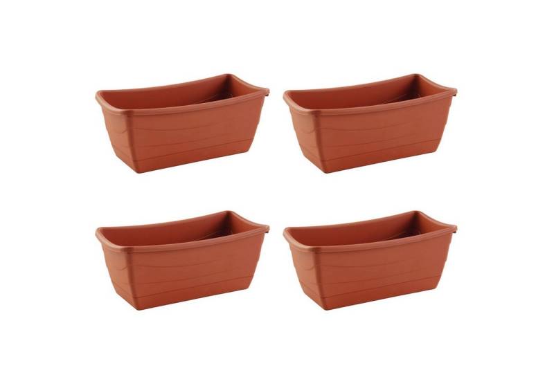 HAC24 Pflanzkübel Pflanzschale Blumenkasten Blumentopf Pflanzentopf (4 St), Eckig aus Kunststoff Terracotta 26 x 13 cm von HAC24