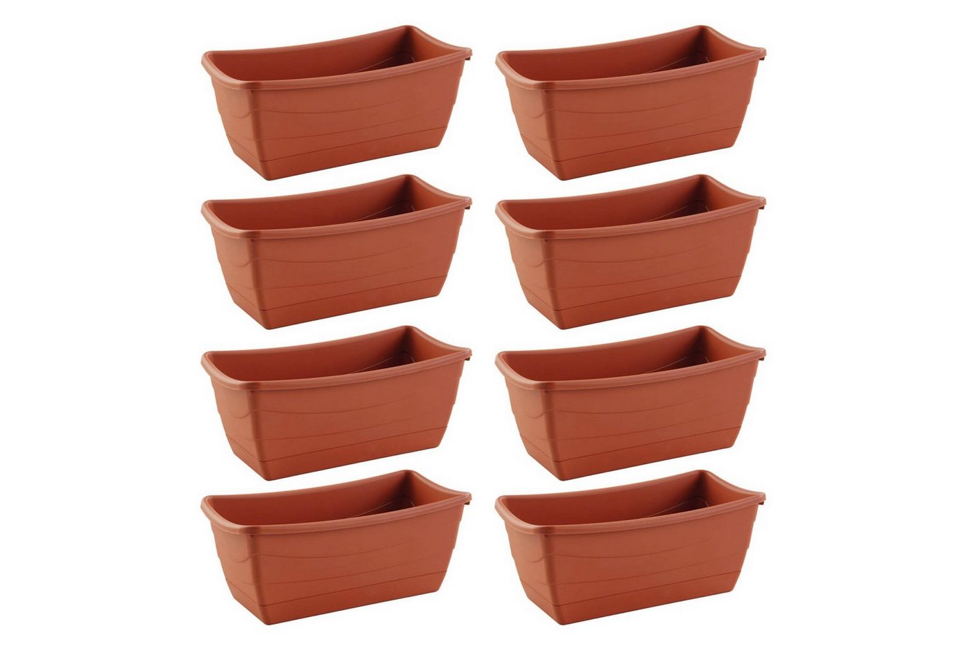 HAC24 Pflanzkübel Pflanzschale Blumenkasten Blumentopf Pflanzentopf (8 St), Eckig aus Kunststoff Terracotta 26 x 13 cm von HAC24