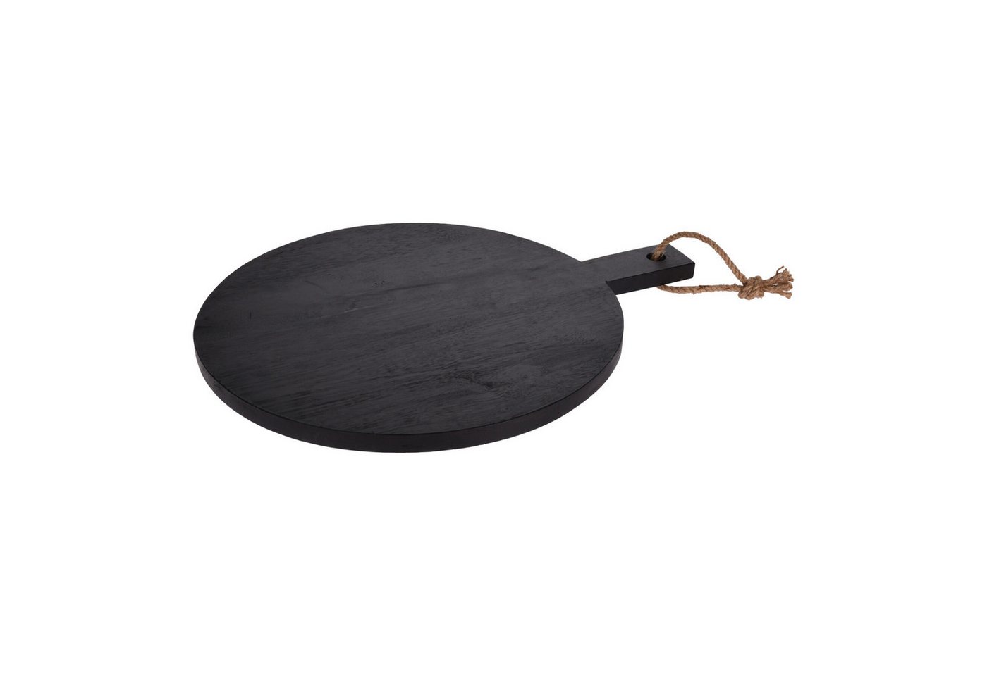 HAC24 Pizzaschneidebrett Schneidebrett Schwarz mit Griff Servierbrett Pizzabrett Holzbrett, Holz, (1-St), Rund, Ø40 cm, aus Gummibaumholz von HAC24