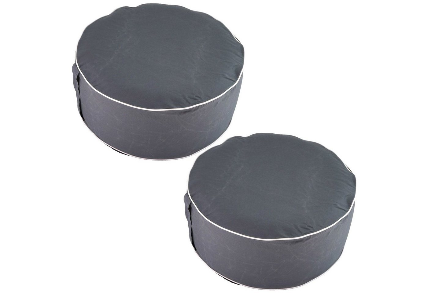 HAC24 Pouf Aufblasbarer Pouf Sitzhocker Outdoor Sitzpouf Sitz Hocker Sitzsack Grau Sitzkissen Fußhocker (Set, 2-St), 54 x 26 cm von HAC24