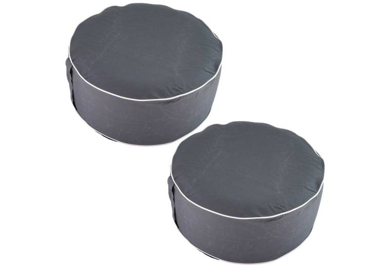 HAC24 Pouf Aufblasbarer Pouf Sitzhocker Outdoor Sitzpouf Sitzsack Grau Sitzkissen (Set, 2-St), 54 x 26 cm von HAC24