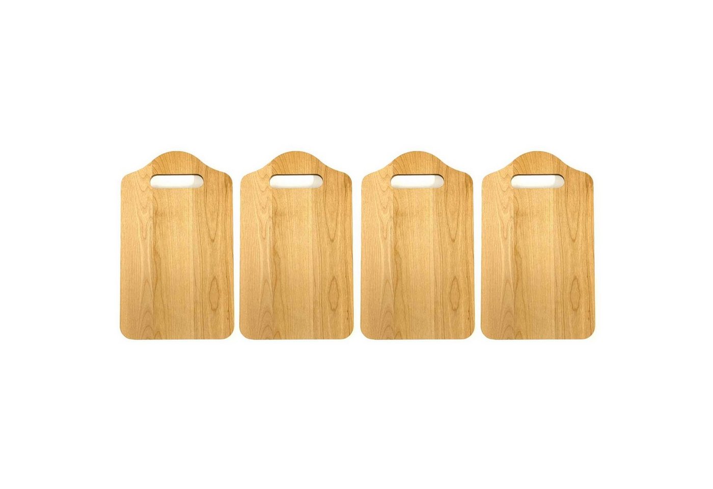 HAC24 Schneidebrett Servierbrett Küchenbrett Holz Schneide Brett Frühstücksbrett, Naturholz, (4-St), 25x15x1cm Hängbar von HAC24