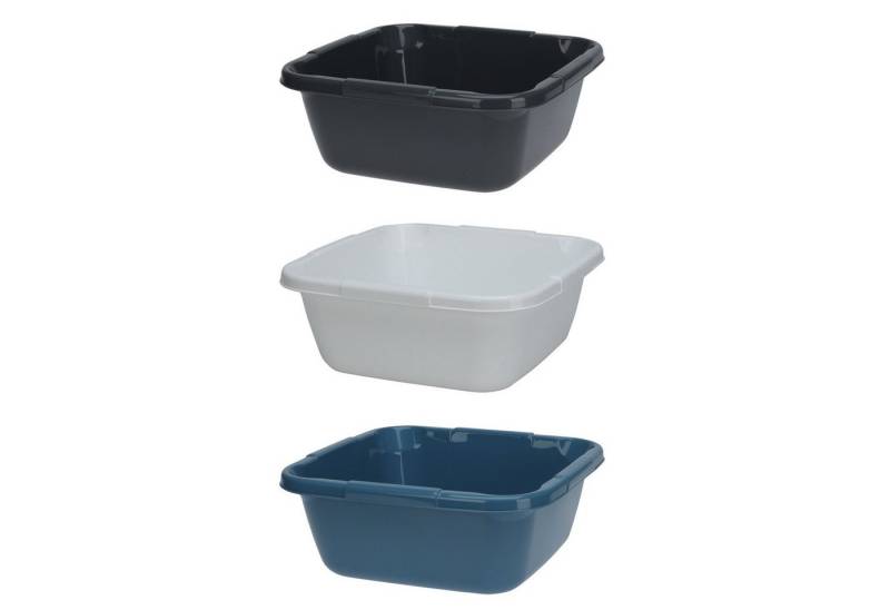 HAC24 Schüssel 3x Spülschüssel Waschschüssel Spüle Camping Abwaschschüssel, Robust, Eckig 14 Liter 38 x 38 x 15 cm von HAC24