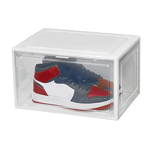 HAC24 Schuhbox Stapelbar Schuhorganizer bis Gr.47 Aufbewahrungsbox Schuhe Kunststoffbox Schuhkasten Schuhkarton (12er Set, Weiß) von HAC24