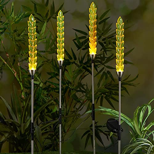 HAC24 Solar LED Gartenleuchte Ähren im 4er-Set Solarleuchte Gartendeko Solarlicht Gartenlicht Solarlampe Garten Dekoleuchte von HAC24