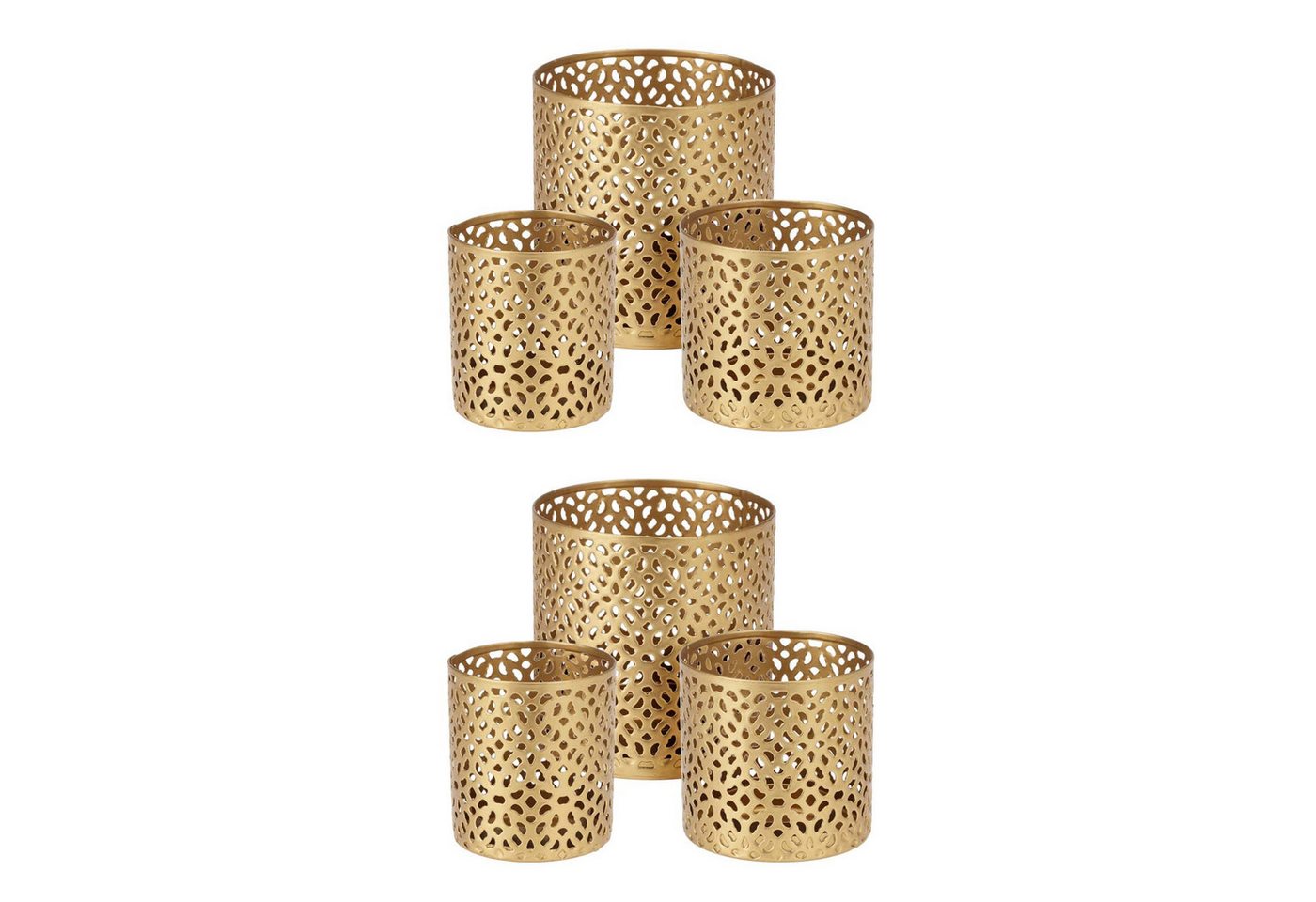 HAC24 Teelichthalter Metall Teelicht Halter Set Kerzenhalter Windlicht Tischdeko (6 St), mit Lichteffekte Gold Ø 5/6,5/8,5 cm von HAC24