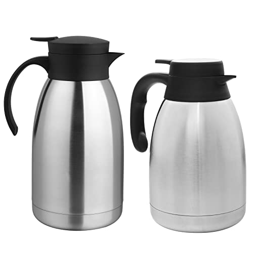 HAC24 Thermoskanne 1,5 Liter & Isolierkanne 2l Edelstahl Kaffeekanne Teekanne Thermo Kaffee Tee Kanne Einhandautomatik von HAC24