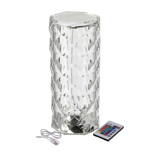 HAC24 Touch LED Akku Tischlampe Kristall Ø 9 x 21 cm Farbwechsel Inkl. Fernbedienung Tischleuchte von HAC24