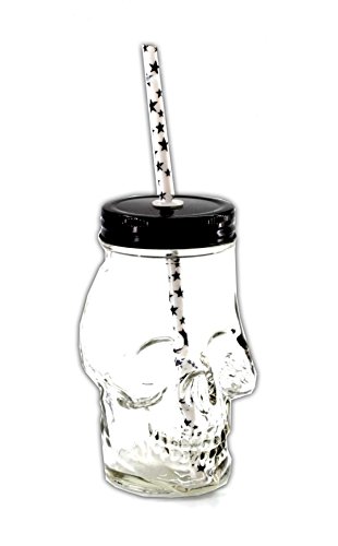 HAC24 Trinkglas Totenkopf mit Deckel Skull Glas Becher Bar Cocktail Glas Saftglas von HAC24