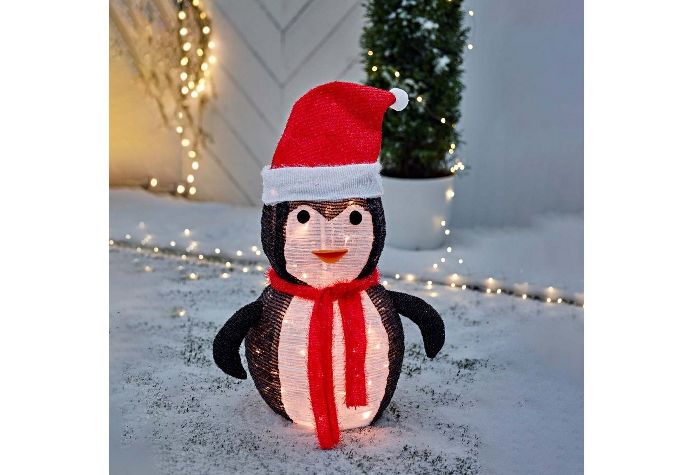 HAC24 Weihnachtsfigur XXL Deko LED Weihnachts Pinguin Weihnachtspinguin Dekofigur (1 St), Faltbar von HAC24