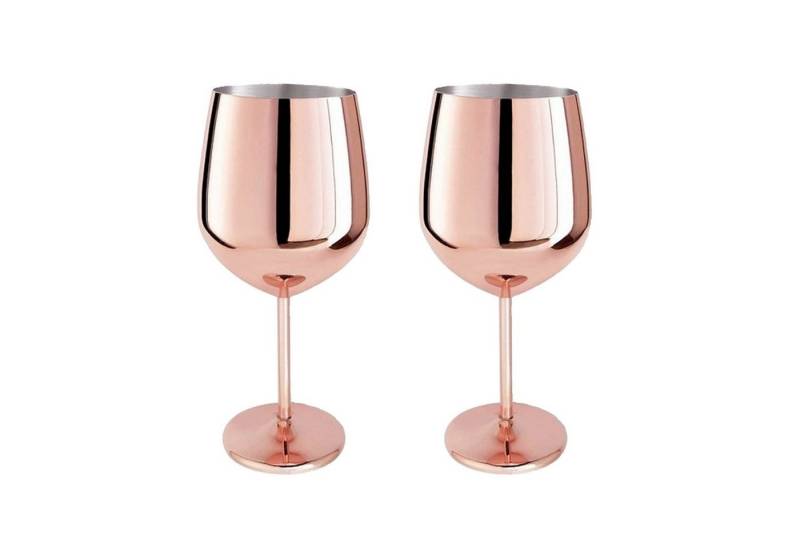 HAC24 Weinglas Weinbecher Weinkelch Rotweinglas Weißweinglas, Edelstahl, Kupferfarben 400 ml von HAC24
