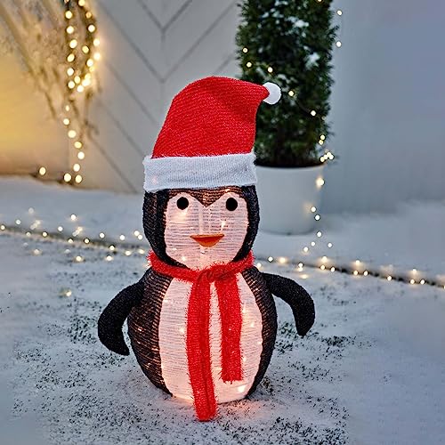 HAC24 XXL Deko LED Weihnachts Pinguin Faltbar Außenbereich Weihnachtspinguin Dekofigur Garten Riesig von HAC24