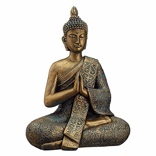 Massiver Sitzender Buddha 2,5 kg Gold Höhe 30 cm Buddha Deko Figur Wetterfest Haus Garten Terrasse Budda Statue von HAC24