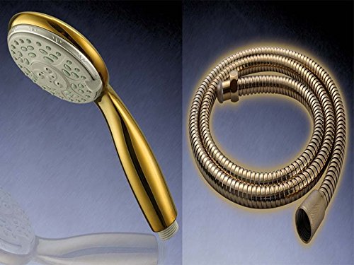 Set Duschkopf mit flexiblen Duschschlauch 1,5m Gold Handbrause Schlauch Brausekopf Brauseschlauch Duschbrause Set Duschkopf mit flexiblen Duschschlauch 1,5m Gold Handbrause Schlauch Brausekopf Brauseschlauch Duschbrause von HAC24