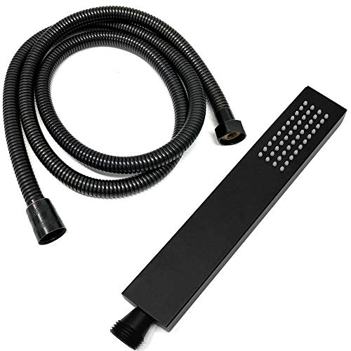 Set Duschkopf mit flexiblen Duschschlauch 1,5m Schwarz Duschset Handbrause Brauseschlauch Schlauch Brausekopf mit Antikalknoppen von HAC24