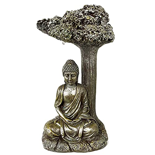 HAC24 Solar LED Dekofigur Buddha Statue mit Baum Garten Solarleuchte Gartenfigur Solarlicht Solarlampe Deko Figur Gartendeko Gartenleuchte von HAC24
