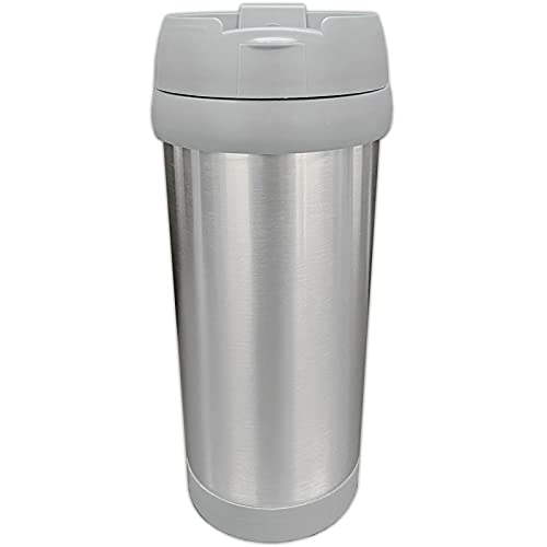 Thermobecher 450ml Isolierbecher Edelstahl Kaffeebecher Isolierflasche Kühlbecher 0,45l Thermosflasche (Grau) von HAC24