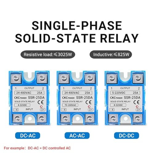 1 STÜCKE SSR Serie 3-32VDC Eingang 24-480VAC Ausgang DC zu AC DC zu DC AC zu AC Einphasiges Halbleiterrelais Blaues Gehäuse(DC to DC,25A) von HACBOPDC