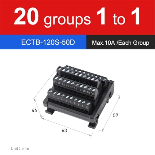 1 STÜCKE Schraubklemme Sparen Sie Verdrahtung Split Terminal Block ECTB 10A Power Splitter Terminal Block Eins zu Eins Eins Eins zu Eins 10~64(1 to 1 20 groups) von HACBOPDC