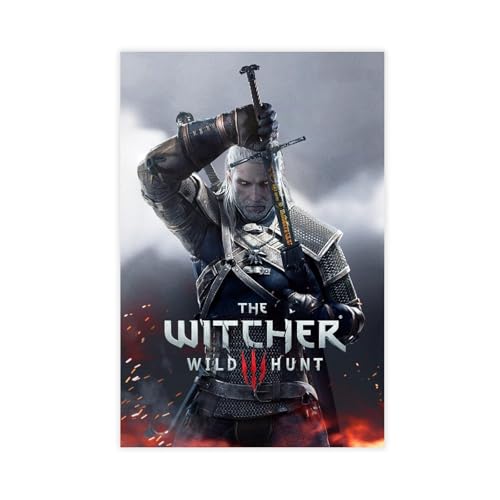 HACERR The Witcher 3 Wild Hunt Poster auf Leinwand, Wandkunst, Dekordruck, Bild Gemälde für Wohnzimmer, Schlafzimmer, Dekoration, 60 x 90 cm von HACERR