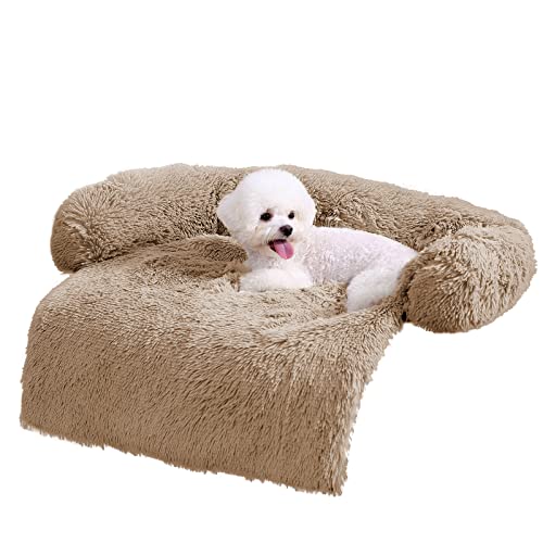 HACHIKITTY Hundesofa Bett Matte Bezug Weicher Plüsch, Couchbezug für Hunde Hundematte für Möbel Schutz Haustier Sofa Matte für Hunde, Hundemöbel Bett Sofakissen Waschbar Hundebett Matten (Groß, Kamel) von HACHIKITTY