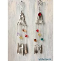 Klangspiel Windspiel Aus Besteck Besteckschmuck Windspiele Wind Chime Suncatcher Sonnenfänger Kristallglas Kristalle Muttertagsgeschenk von HACHISTONES
