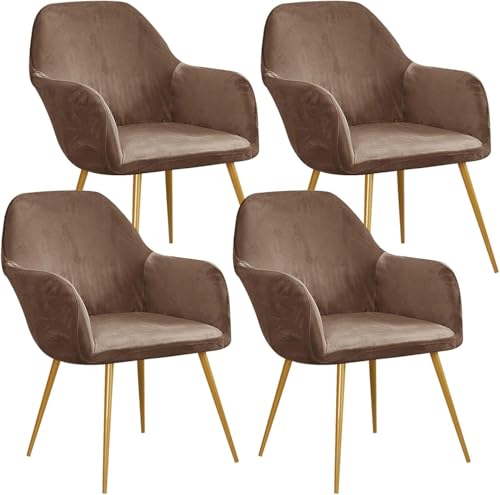 Esszimmerstuhlhussen aus Samt, gebogene Rückenlehne, Stretch-Akzent-Stuhlhussen, weich, mit elastischer Unterseite, waschbar, abnehmbar, für Esszimmerstühle, Kaffee, 4 Stück Esszimmerstuhlhussen aus Samt, gebogene Rückenlehne, Stretch-Akzent-Stuhlhussen, weich, mit elastischer Unterseite, waschbar, abnehmbar, für Esszimmerstühle, Kaffee, 4 Stück von HACLEN