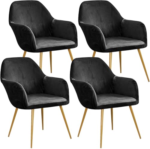 Esszimmerstuhlhussen aus Samt, gebogene Rückenlehne, Stretch-Akzent-Stuhlhussen, weich, mit elastischer Unterseite, waschbar, abnehmbar, für Esszimmerstühle, Schwarz, 4 Stück Esszimmerstuhlhussen aus Samt, gebogene Rückenlehne, Stretch-Akzent-Stuhlhussen, weich, mit elastischer Unterseite, waschbar, abnehmbar, für Esszimmerstühle, Schwarz, 4 Stück von HACLEN