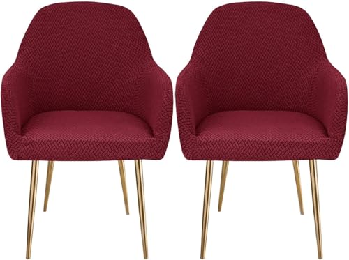 Esszimmerstuhlhussen mit gebogener Rückseite, dehnbar, Esszimmerstuhlhussen, weich, abnehmbar, waschbar, mit elastischer Unterseite, Rot, 2 Stück von HACLEN