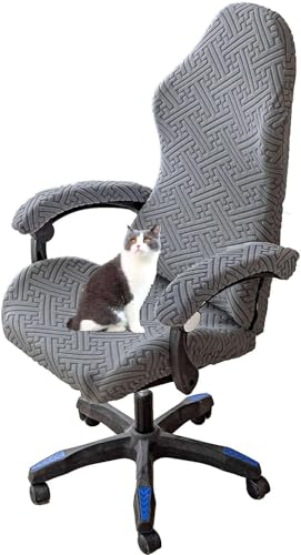 HACLEN Gaming Stuhl Bezug, Gamingstuhl Bezüge Dehnbar Drehstuhl Bezug Stuhlhussen Waschbar Für Bürostuhl Computerstuhl (Dunkelgrau,Einheitsgröße) von HACLEN