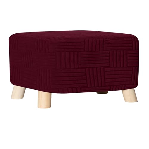 HACLEN Rechteckiger Ottomanen-Bezug, Stretch-Fußhocker-Schonbezug, abnehmbar, waschbar, Spandex, Klapphocker, Möbelschutz (Burgunderrot, quadratisch) von HACLEN