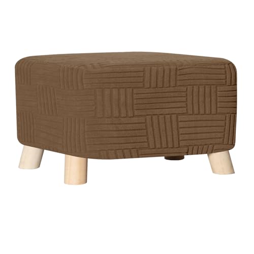 HACLEN Rechteckiger Ottomanen-Bezug, Stretch-Fußhocker-Schonbezug, abnehmbar, waschbar, Spandex, Klapphocker, Möbelschutz (Khaki B, L) von HACLEN