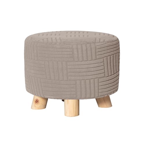 HACLEN Runder Stretch-Fußhocker-Bezug, Spandex, rutschfest, waschbar, zusammenklappbar, Aufbewahrung, Hocker, Möbelschutz (Khaki, M) von HACLEN