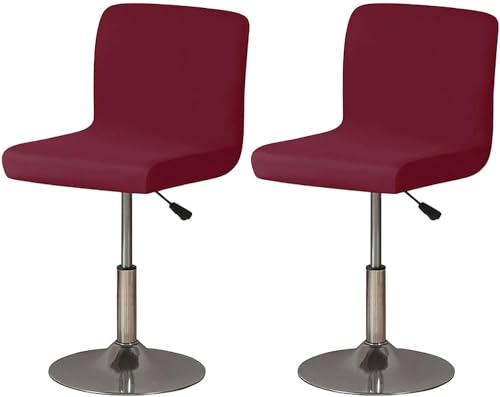 HACLEN Stretch Barhocker Bezüge Mit Rückenlehne, Drehbare Barhocker Stuhlbezüge, Abnehmbare Pub Thekenhocker Stuhlbezüge (Weinrot,4er-Set) von HACLEN
