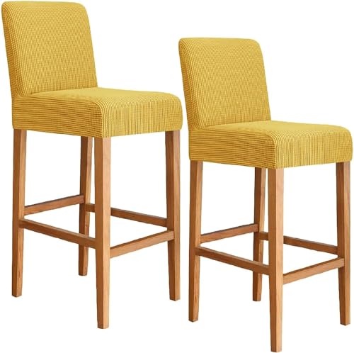 HACLEN Stretch Barhocker Bezüge Set 6 4 2, abnehmbare Pub Hocker Bezüge, waschbar, wiederverwendbar, Barhocker Schutz Schonbezüge für die Küche (Gelb,4er-Set) von HACLEN