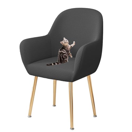HACLEN Stretch Gebogene Zurück Stuhl Abdeckung, Katze Kratzfest Esszimmer Stuhl Deckt Waschbar Weich Gebogene Zurück Stuhl Slipcover Für Esszimmer (Dunkelgrau,Satz von 4) von HACLEN