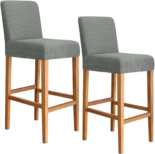 Stretch Barhocker Bezüge Set 6 4 2, abnehmbare Pub Hocker Bezüge, waschbar, wiederverwendbar, Barhocker Schutz Schonbezüge für die Küche (Dunkelgrau,4er-Set) von HACLEN