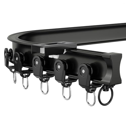 Deckenvorhangschienen-Set | Vorhänge-Raumteiler | Wandmontierte Vorhangschiene for Privatsphäre | Wohnzimmerschiene | Dusch-Deckenschienensystem(Black Ceiling,2.7m/9ft) von HACSYP