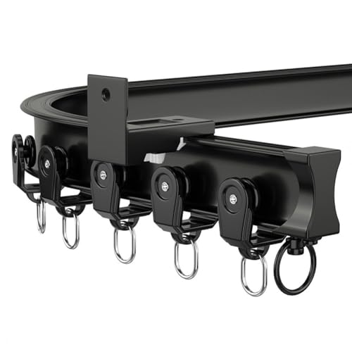 Deckenvorhangschienen-Set | Vorhänge-Raumteiler | Wandmontierte Vorhangschiene for Privatsphäre | Wohnzimmerschiene | Dusch-Deckenschienensystem(Black Wall,4m/13ft) von HACSYP