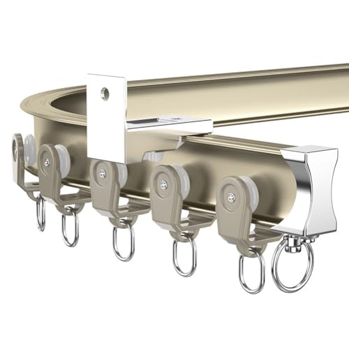 Deckenvorhangschienen-Set | Vorhänge-Raumteiler | Wandmontierte Vorhangschiene for Privatsphäre | Wohnzimmerschiene | Dusch-Deckenschienensystem(Gold Wall,0.9m/3ft) von HACSYP