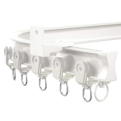Deckenvorhangschienen-Set | Vorhänge-Raumteiler | Wandmontierte Vorhangschiene for Privatsphäre | Wohnzimmerschiene | Dusch-Deckenschienensystem(White Wall,5m/16.4ft) von HACSYP