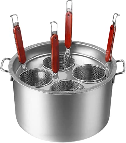 Gemüse- und Nudelkocher-Set, Topf und Edelstahleinsätze, Siebkörbe, Nudeltopf mit Siebkörben for Kochen mehrerer Portionen auf einmal(4Holes) von HACSYP
