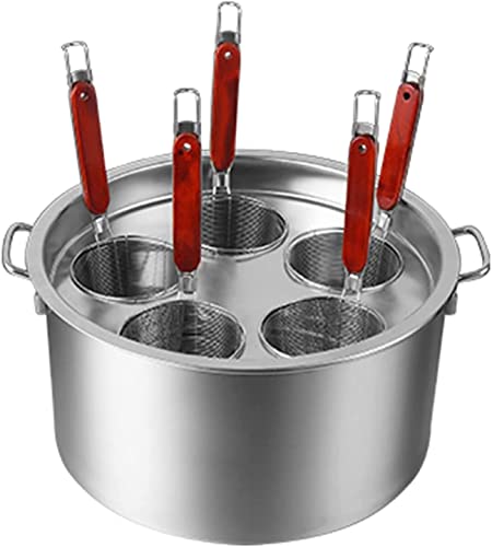 Gemüse- und Nudelkocher-Set, Topf und Edelstahleinsätze, Siebkörbe, Nudeltopf mit Siebkörben for Kochen mehrerer Portionen auf einmal(5Holes) von HACSYP