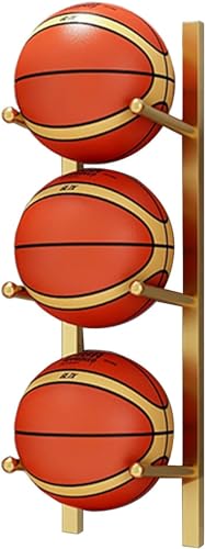 HACSYP Yoga-Ballhalter, Verstellbarer Metall-Basketball-Organizer, Ballaufbewahrungs-Display-Halter zur Wandmontage, for Fußball/Volleyball/Matte (Size : 3tier) von HACSYP