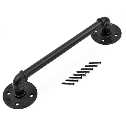 Schwarzer Treppenhandlauf, verzinktes industrielles Treppengeländer aus Vierkantrohr, an der Wand montierter Treppenhandlauf for den Innen- und Außenbereich(450Cm(15Ft)) von HACSYP