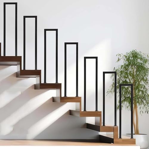 U-förmige Geländertreppen, Treppengeländer for Innenräume, Handläufe for Außentreppen, Haltegriffe im Freien, Treppenhandläufe for Balkone, Flure, Wohnungen, Villen(Schwarz,50cm) von HACSYP