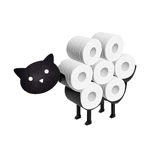 Black Sheep Toilet Paper Holder, Metal Cat Roll Paper Rack, Bathroom Tissue Storage, Novelty Toilet Tissue Loo Roll Storage Holder for Bathroom, Tissue Roll Stacker (Cat) von HADAVAKA