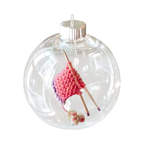 Crochet Knitting Christmas Ornaments Ball Creative Clear Knitting Xmas Tree Hanging Pendant, Holiday Decor, Christmas Tree Decorative Hanging Ornaments, Knitting Christmas Ornament (Pink) von HADAVAKA