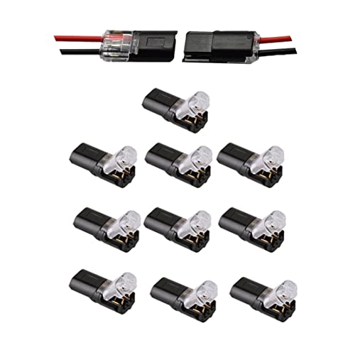 Double- Wire Push-In Connector With Locking Buckle, Push-In Conductor Terminal Block, Quick Dual Wire Terminal Block 2 Pin Peel-Free Push-Type Connectors, Splicing Connectors For Circuit (10 PCS) von HADAVAKA