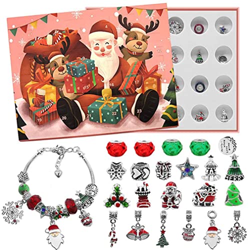 HADAVAKA 2022 Christmas Countdown Calendar, 24 Days Countdown Christmas Advent Calendar Bracelet Diy Bracelet Set, Xmas Themed Charm Bracelet Making Set, Gifts For Girls Kids Teens (E) von HADAVAKA